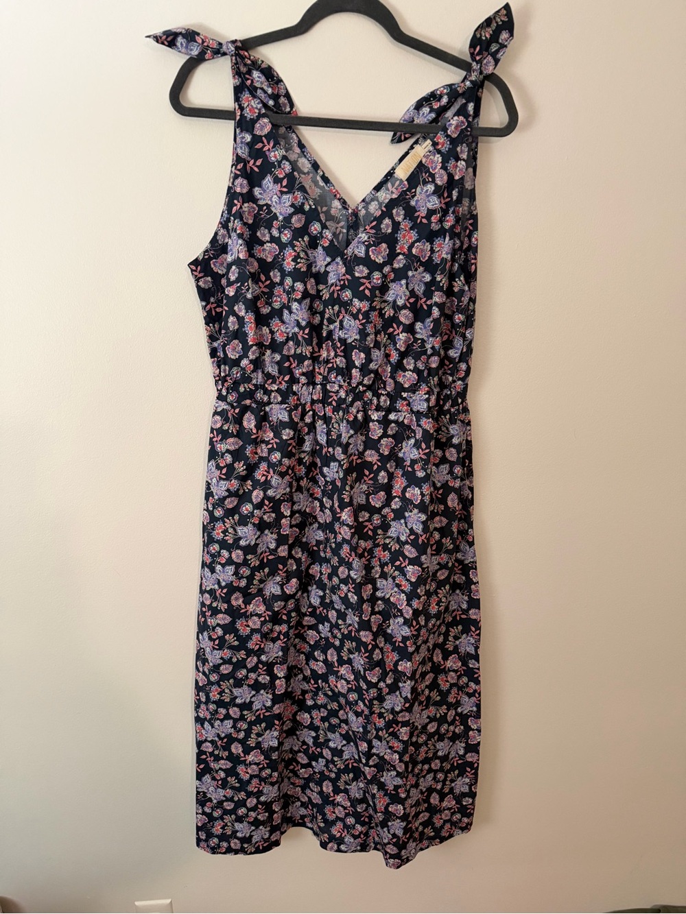 Nation LTD Navy Floral Tie-Strap Midi Dress